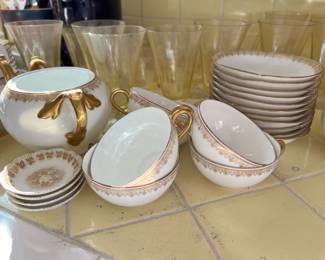 D & C Limoges Gold/White Dinnerware Set