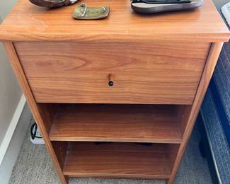Night Stand with Drawer and Two Tier Shelf