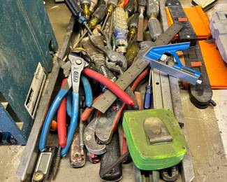 Assortment of Hand Tools - Pliers, Screwdrivers, Measuring Tape