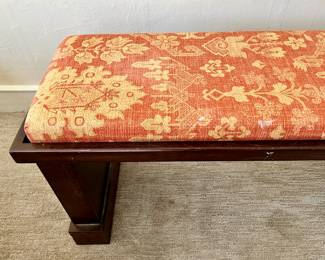 Red/Gold Floral Upholstered Bench