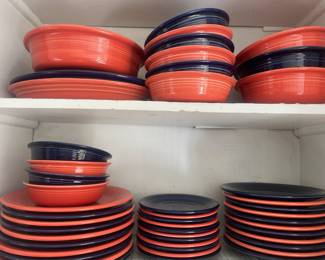 Fiestaware By Homer Laughlin - Cobalt Blue, Poppy Orange Dinnerware Sets