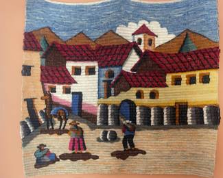 Peruvian Handwoven "Village Life" Tapestry 