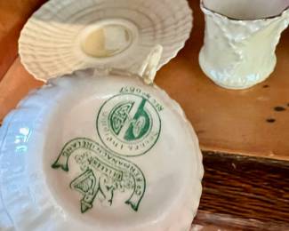 Beleek Pottery Limpet Yellow Teacup & Saucer