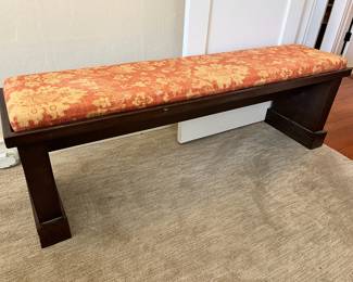 Red/Gold Floral Upholstered Bench