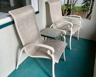 Pair of Sling Arm Patio Chairs 