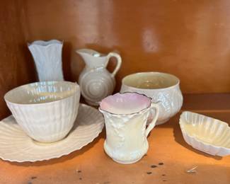 Beleek Pottery Limpet Yellow Teacup & Saucer