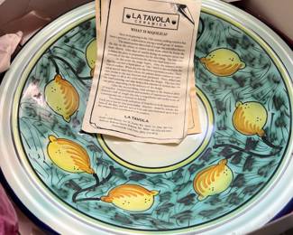 La Tavola Ceramica Lemon Pattern Pasta Bowl