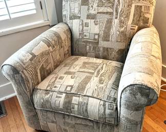 Bauhaus Gray/White Abstract Design Upholstered Club Chair