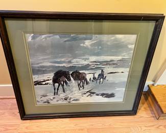 Frame & Matted Print  "Horses in the Snow" by Ricardo Arenys