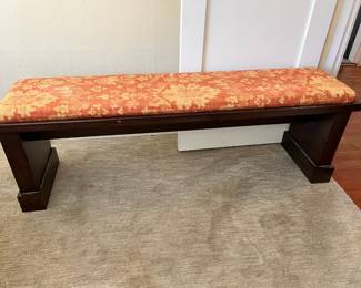 Red/Gold Floral Upholstered Bench