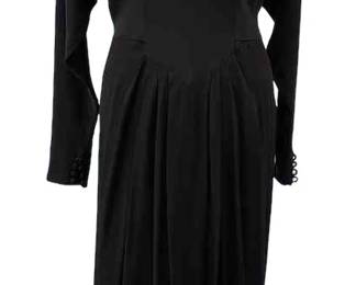 Vintage * Victorian Style Floor-Length Handmade Black Dress With Costume Necklace
