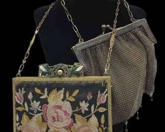 Antique Metal Evening Bags * German Silver Soldered Mesh