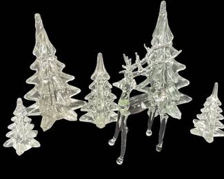Glass Trees With Reindeer

