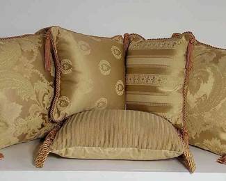 5 Gold Pillows In A Variety Of Sizes & Shapes