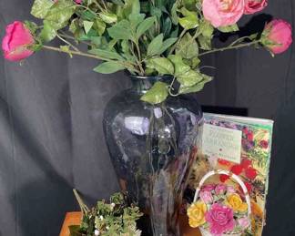 Bouquet Of Flowers With Large Vase * Royal Albert Old Country Roses Music Basket
