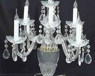 Elegant Crystal Candelabra Lamp * 9 Lit Candles
