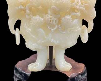 RARE Asian White Jade or Possibly Alabaster * Vintage Eagles * Foo Dog * Boar * Lions