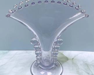 Vintage Lavender Bead Trim Glass Vase