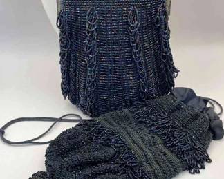 Vintage Midnight Blue Seed Bead Hand Bags

