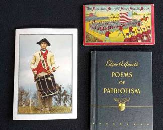 VINTAGE * Patriotic Memorabilia * Poems Of Patriotism * The American Army & Navy Needle Book * A Colonial Williamsburg Foundation Card