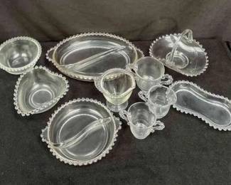 Vintage Bead Trim Clear Glass * 10 Pieces * Serving Pieces
