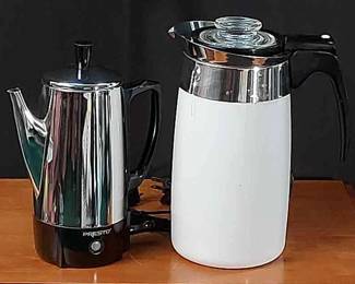 Vintage Electric Coffee Percolators * Presto 6 Cup Stainless Steel * Corning Ware 10 Cup Electromatic
