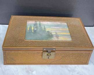 Vintage Metal Locking Jewelry / Treasure Box