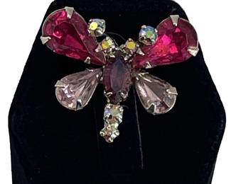 Hobe Pinks Faceted Glass Butterfly Pin

