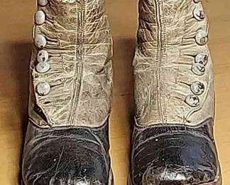 Antique Button Up Leather Boots-Sized For A Child