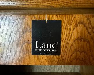 Here is the third of THREE MCM Bedroom Sets we have! This beauty is a LANE Furniture FIVE piece solid oak bedroom suite! 1 Queen Size Bed (No Box spring or mattress) 6 drawer tall boy dresser, 9 drawer long dresser with mirror and a 1 drawer night stand! NEAR MINT CONDITiON!