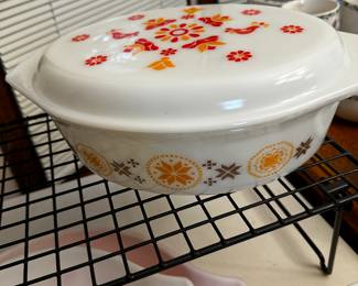 Table FILLED with Vintage Pyrex!