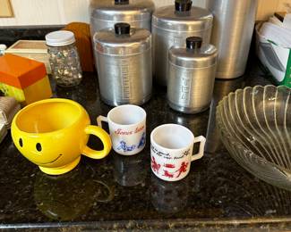 The kitchen is filled with everyday kitchen ware! BUT LOOK CLOSE and you will see all kinds of vintage items! 