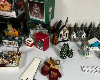 The last two tables in the basement are filled with vintage to contemporary Christmas! 