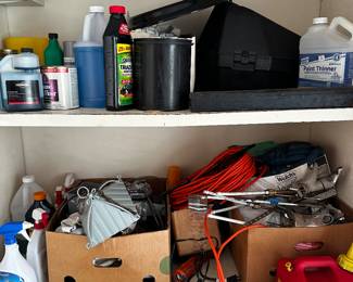 Cupboard after cupboard filled with tools and garage items! KEEP SCROLLING! 