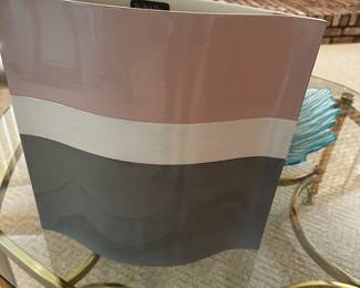 This is a very unique pottery vase! Grey, white and pink! 