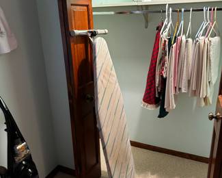 Every estate sale has a rom file within linens! We are no exception! Vintage to new and priced to move! Nice Eureka Vacuum, Ironing board and iron! Hanging in the closet are beautiful table cloths! 