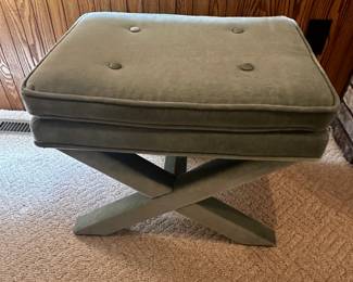 Fantastic TEAL Billy Baldwin Styled upholstered X Stool! 