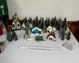 The last two tables in the basement are filled with vintage to contemporary Christmas! 