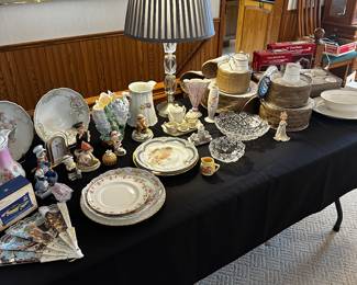 A second table filled with superb porcelain china, McCoy pottery and much more! 