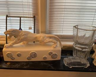 Vtg Kron TV lamp & Baccarat “Edith” vase