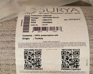 Surya large approx 9’x 12’ NEW rug