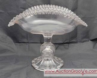 Ribbon Ruffle Glass Pedistal Curved Bowl.