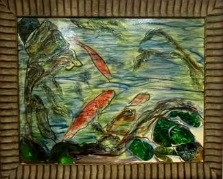 Large 1940s coy pond pairing by a prominent artist.
