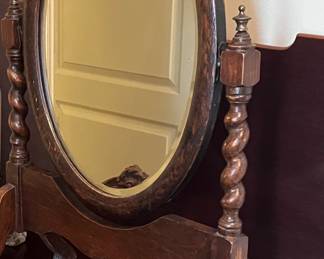 Antique English barley twist dresser top mirror!  Stunning piece!