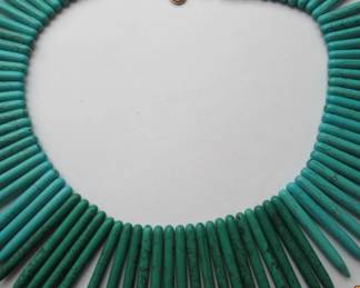 RARE 1980 KENNETH JAY LANE polymer turquoise bib necklace…large and stunning!
