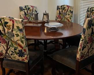 Set of 10 stunning antique English chairs recently reupholstered 