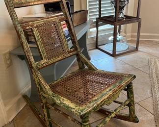 Old distressed Victorian caned rocker