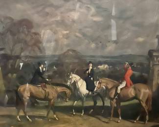 Sporting Horses, Alfred James Munnings, “His Old Demesne” important signed by the artist photolithography 