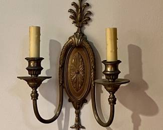 Circa 1880 LOUIS PHILIPPE gilt bronze wall sconces that have been wired.  Very heavy and quite beautiful.