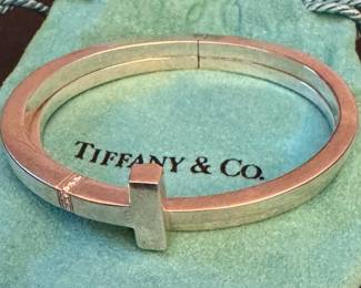 Sterling and diamond Tiffany bangle